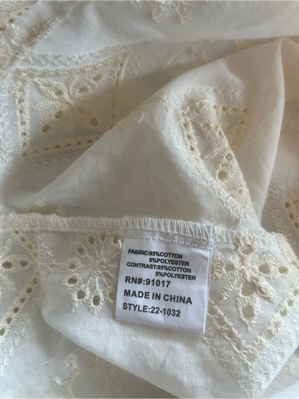 Solitaire White Eyelet Ruffled Neck Puff-Sleeve Blouse Cottagecore - Picture 5 of 7